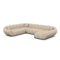 WOHNLANDSCHAFT Liva Beige Kunstleder U-Form XXL Rechts - Beige, Kunststoff (258/70/323cm) - VAROYAL