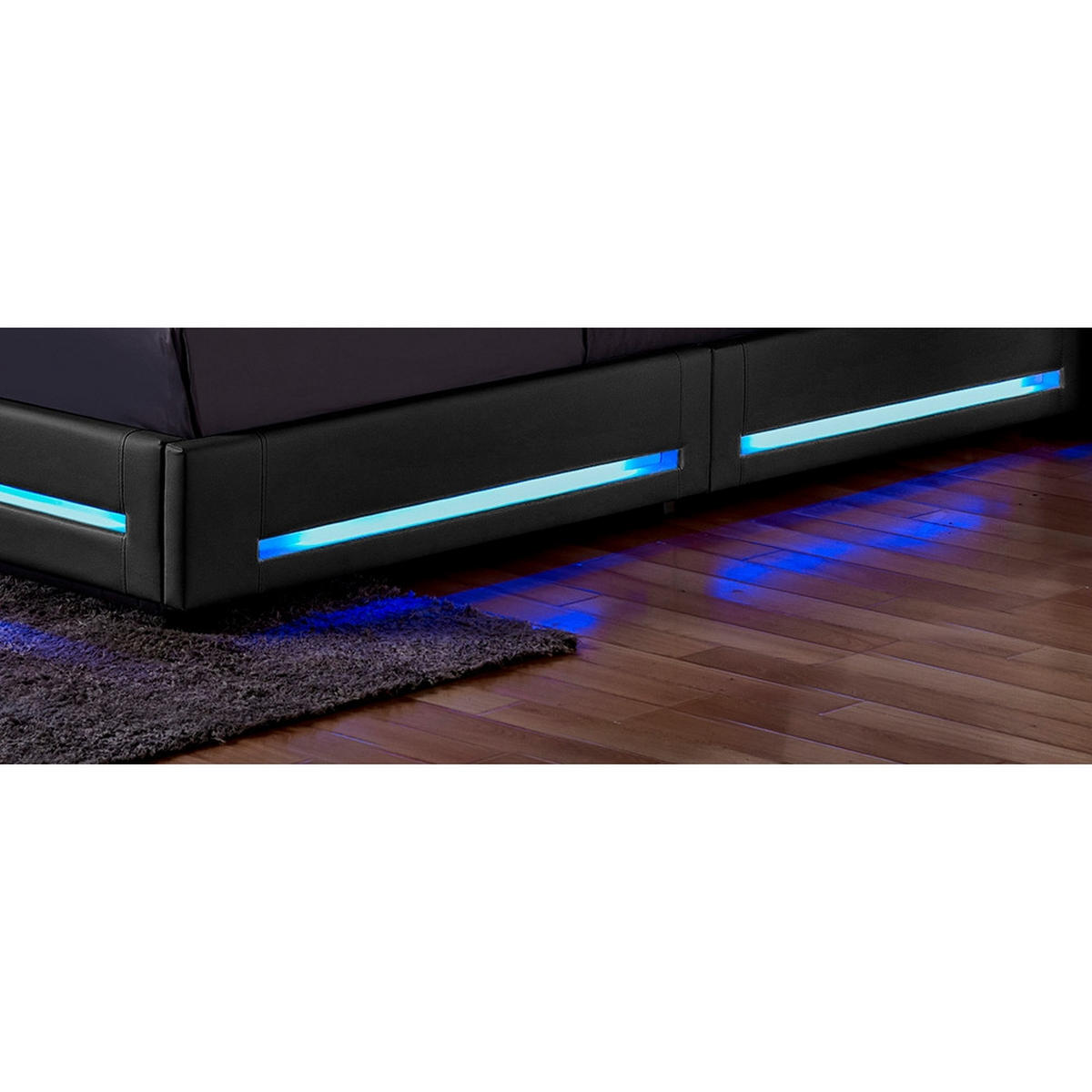 LED BETT ASTEROID - Dunkelgrau, 160 x 200 cm - Dunkelgrau, Kunststoff - Home Deluxe