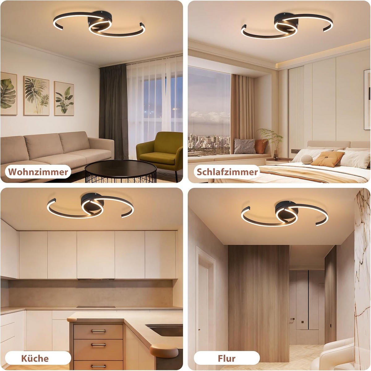 LED DECKENLEUCHTE Hornwall 61.6/7.0/23.0 cm - Schwarz, Metall (38/23/7cm) - ZMH
