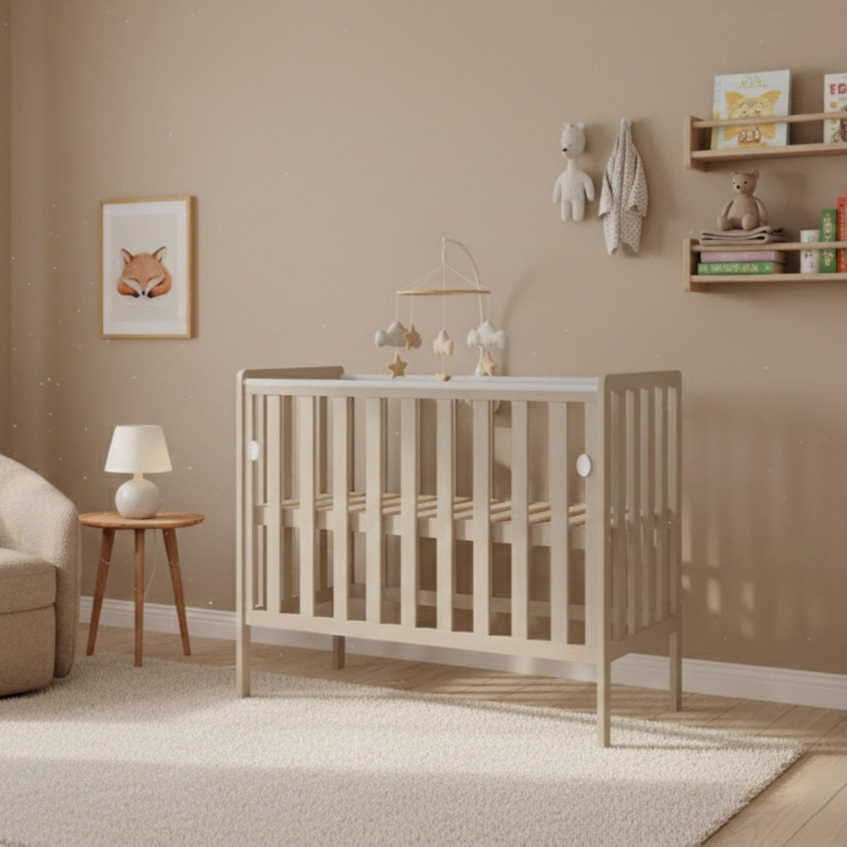 BEISTELLBETT BeBino Mini - Beige, Holzwerkstoff (50/100cm) - kiki design