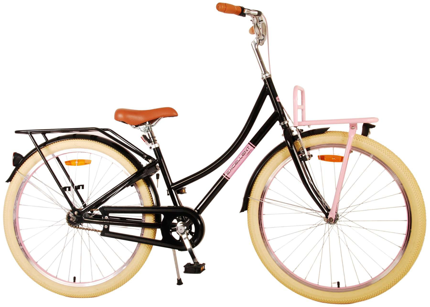 KINDERFAHRRAD Excellent - Mädchen - 26 Zoll - Rücktritt + Handbremse - Schwarz - Schwarz, Metall (77cm) - TPFSports