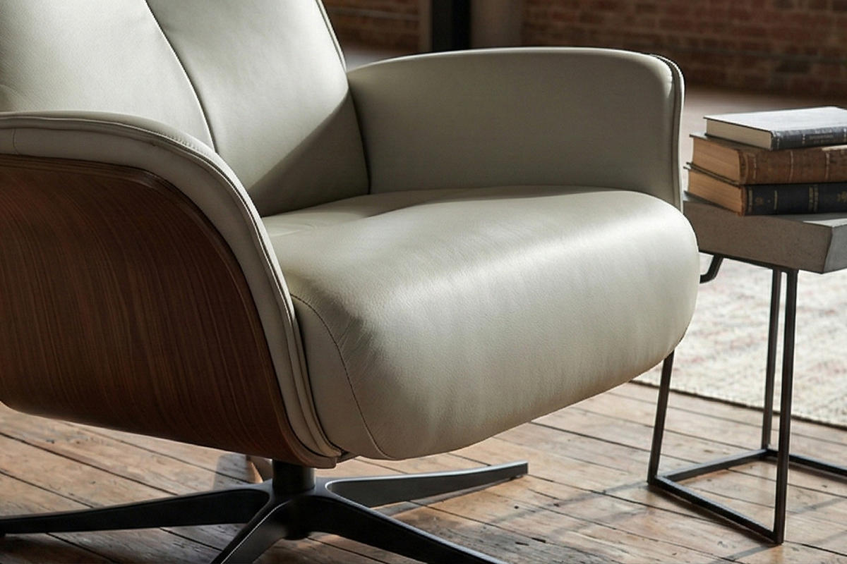 RELAXSESSEL FERREIRA Grau Leder Relaxfunktion - Schwarz/Grau, Leder/Metall (78/106/84cm) - KAWOLA