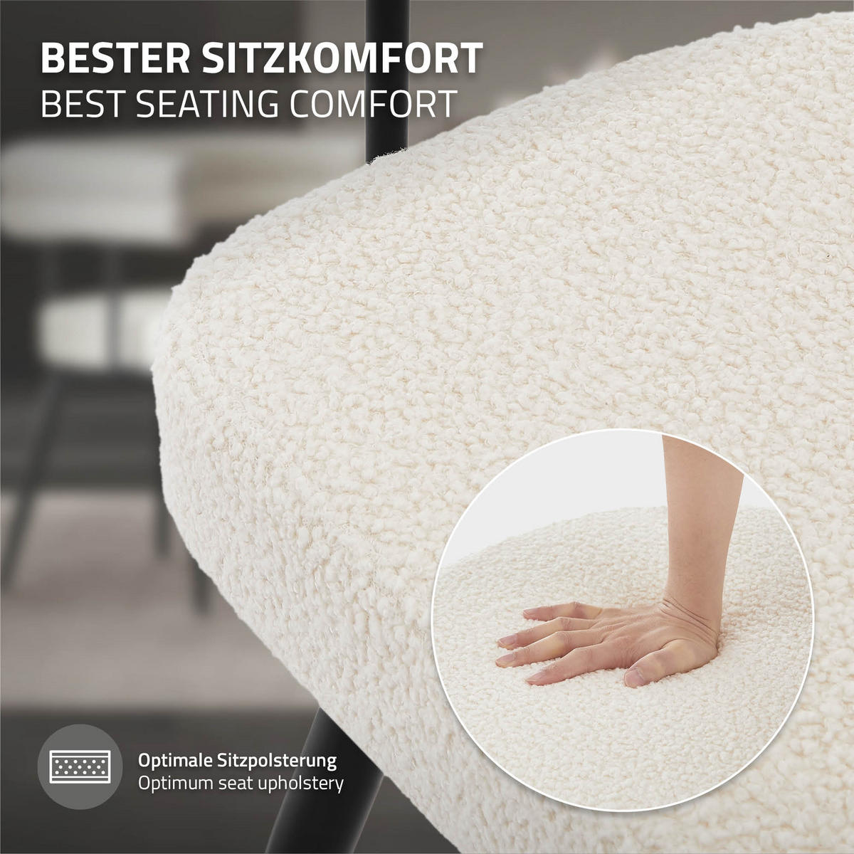JÍDELNÍ ŽIDLE otočné, sada 4 ks, béžová látka Teddy - černá/béžová, kov/textil (63/75/55cm) - ML-DESIGN