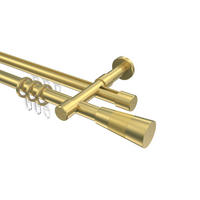 RUNDROHR-INNENLAUF-GARDINENSTANGEN-SET Prestige Tanara 200 cm, 2-läufig, 20 mm Ø Messing-Optik - Messingfarben/Goldfarben, Metall (200cm) - INTERDECO