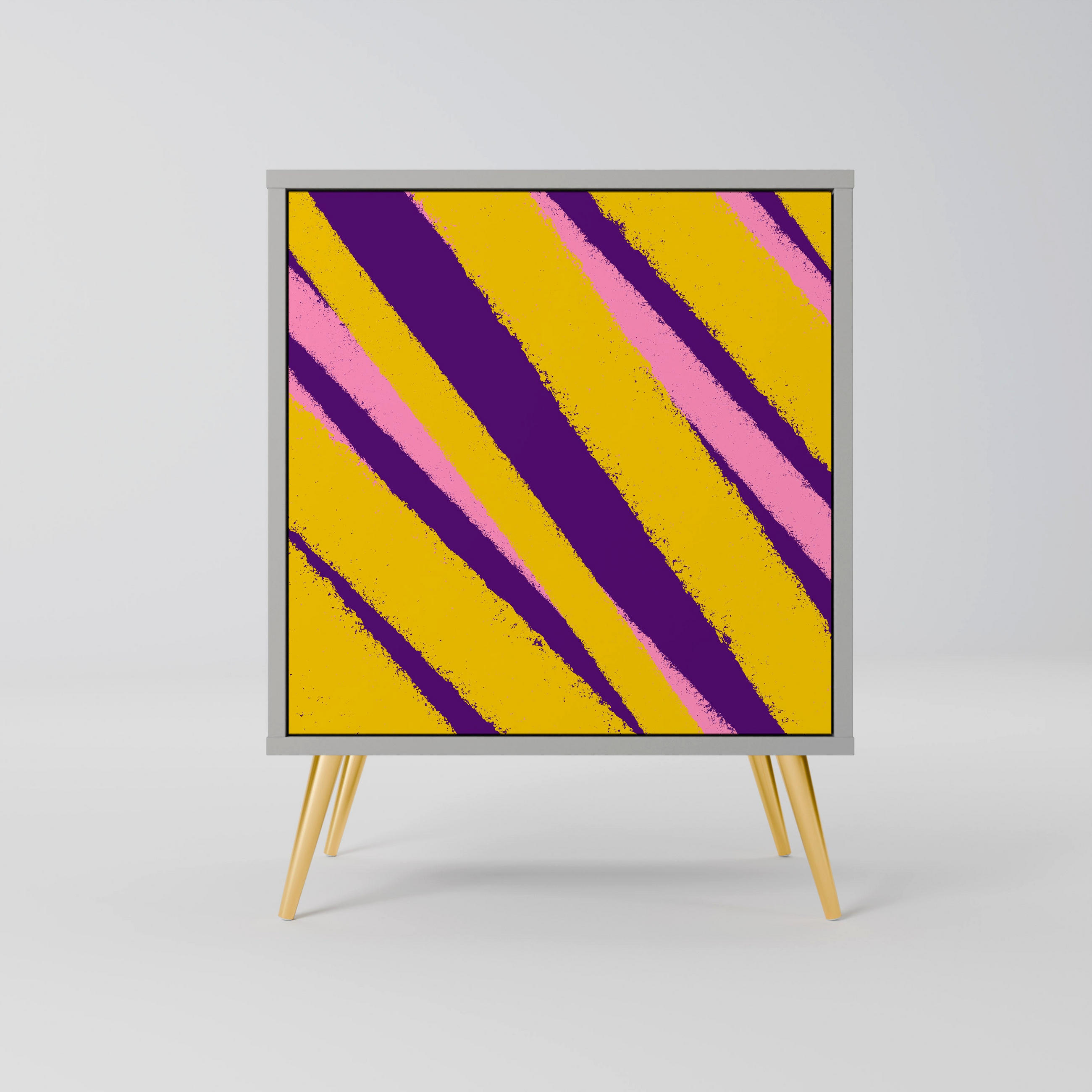 SIDEBOARD DREAMS COME TRUE, Grau, 57,5x42x75,5 cm, Goldfarbene Metallfüße - Goldfarben/Multicolor, Holzwerkstoff/Metall (57.5/75.5/42cm) - SpaceRebels