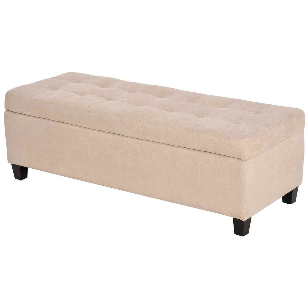 POLSTERBANK DE-07201 mit Stauraum und Knopfheftung Beige - Beige, Holz/Textil (49/41.5/125cm) - ComfortXL