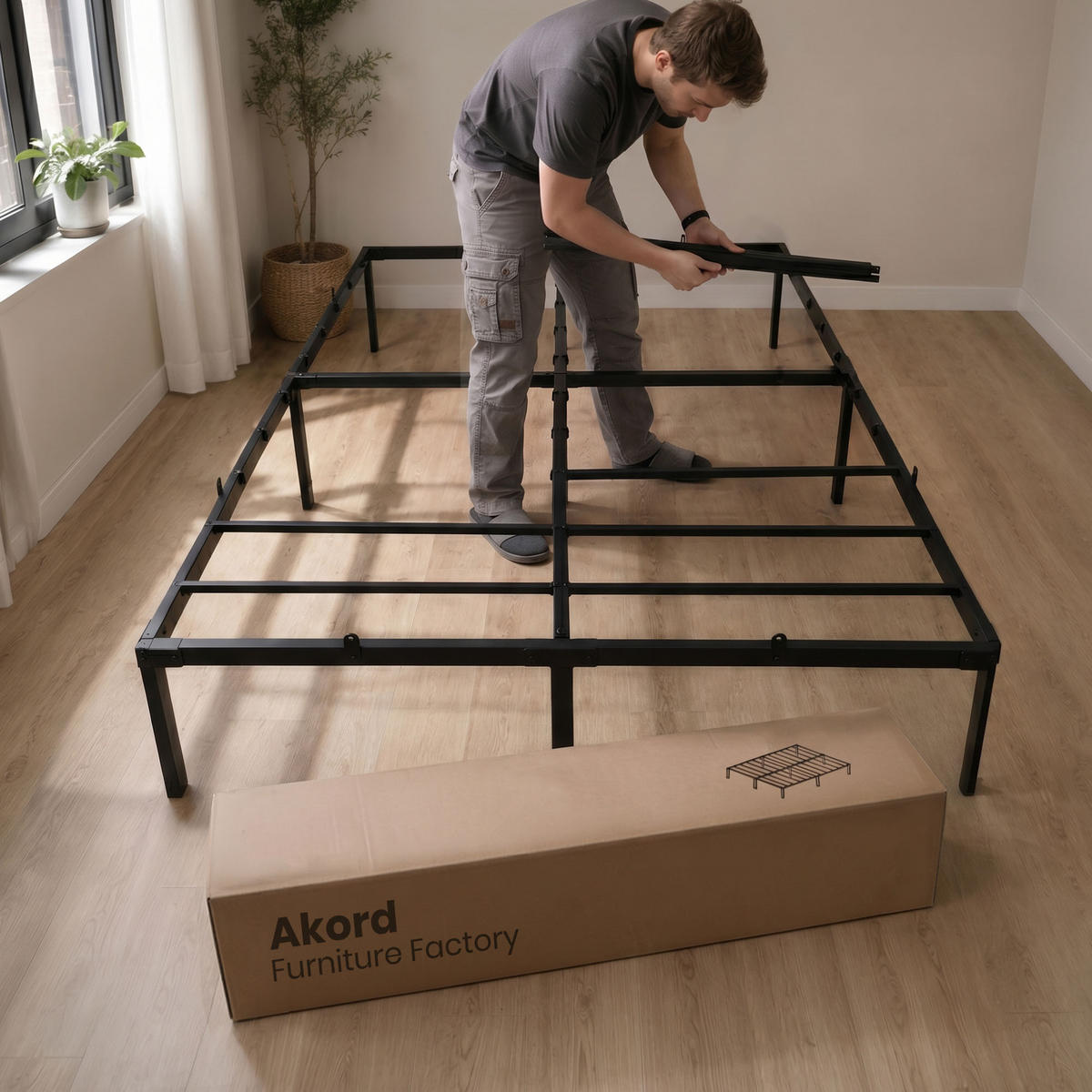 METALLBETT Klappbares 120x200 cm Schwarz - Schwarz, Metall - Akord