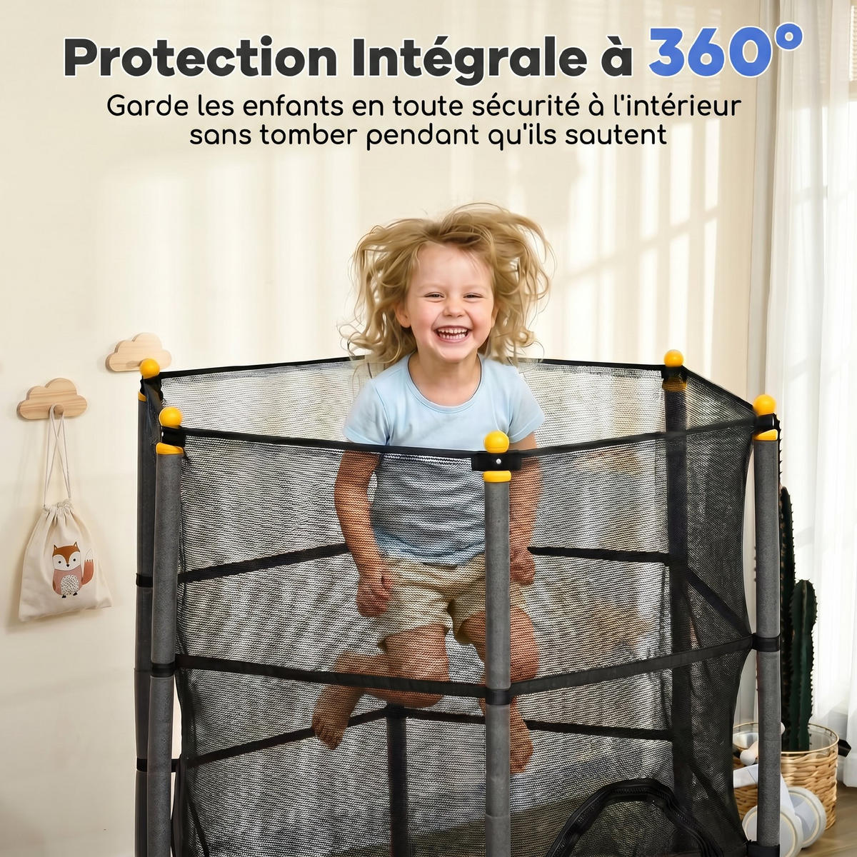 TRAMPOLIN DE-18986 Ø163 cm mit Sicherheitsnetz Schwarz - Schwarz, Metall (163/163cm) - ComfortXL