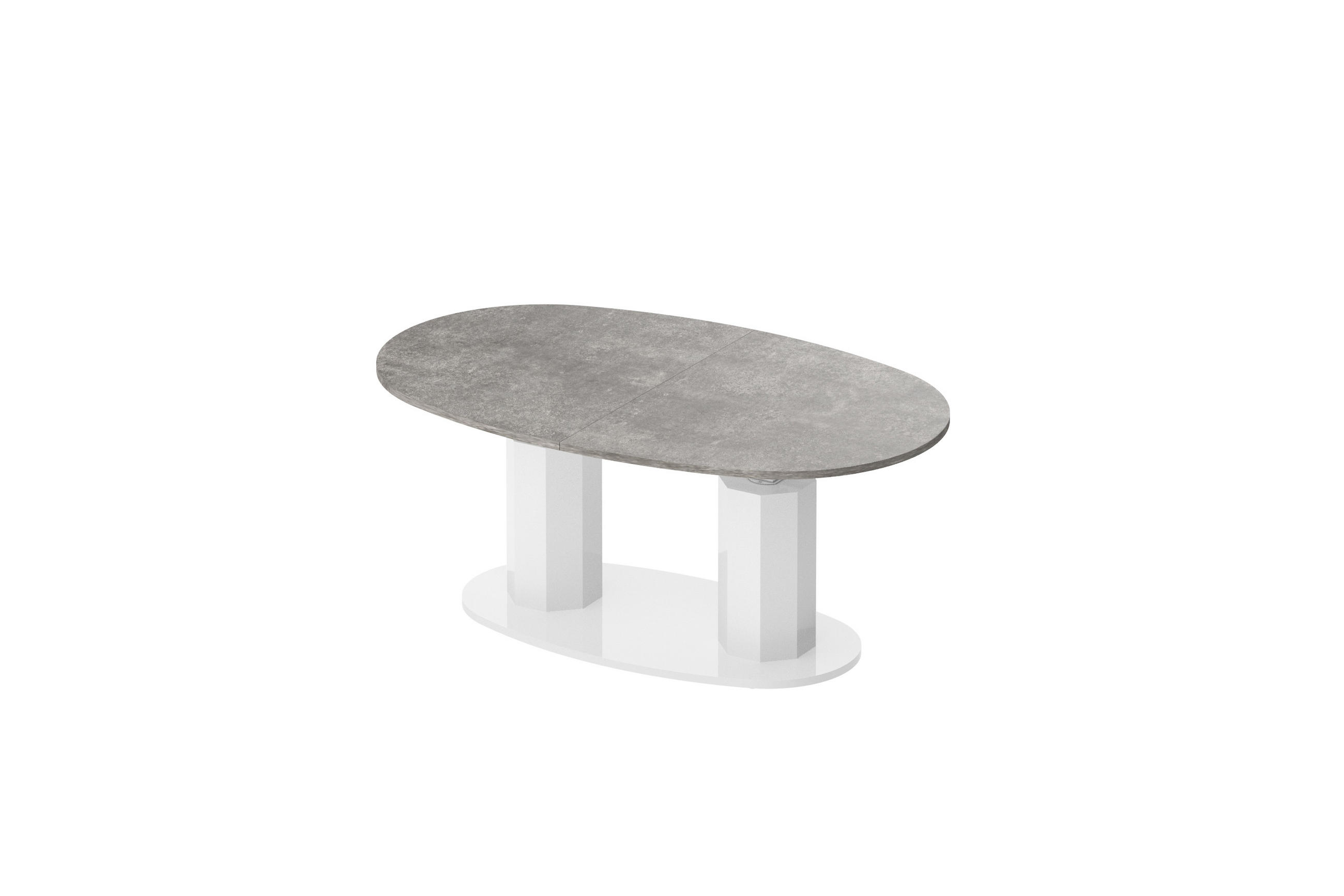 COUCHTISCH Cappuccino Weiß Hochglanz oval ausziehbar höhenverstellbar - Hellgrau/Weiß, Holzwerkstoff (80/130/54cm) - designimpex