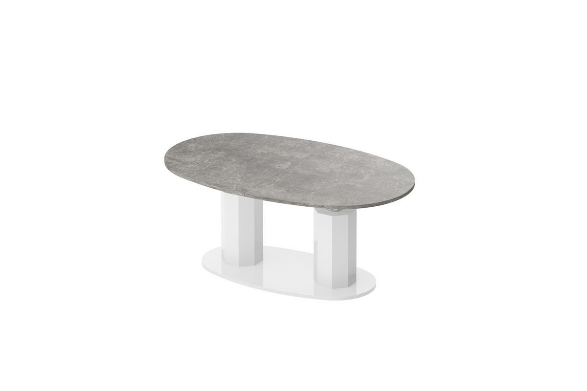 COUCHTISCH Cappuccino Weiß Hochglanz oval ausziehbar höhenverstellbar - Hellgrau/Weiß, Holzwerkstoff (80/130/54cm) - designimpex