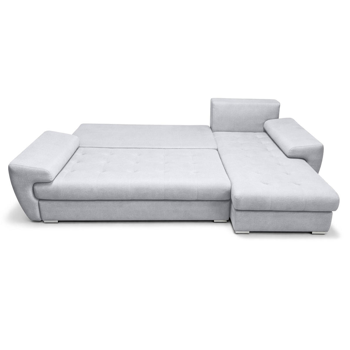 ECKSOFA L Form Manisa Hellgrau 234/145/83 cm Rechts mit Schlaffunktion - Silberfarben/Hellgrau, Kunststoff/Textil (234/145cm) - AX Living