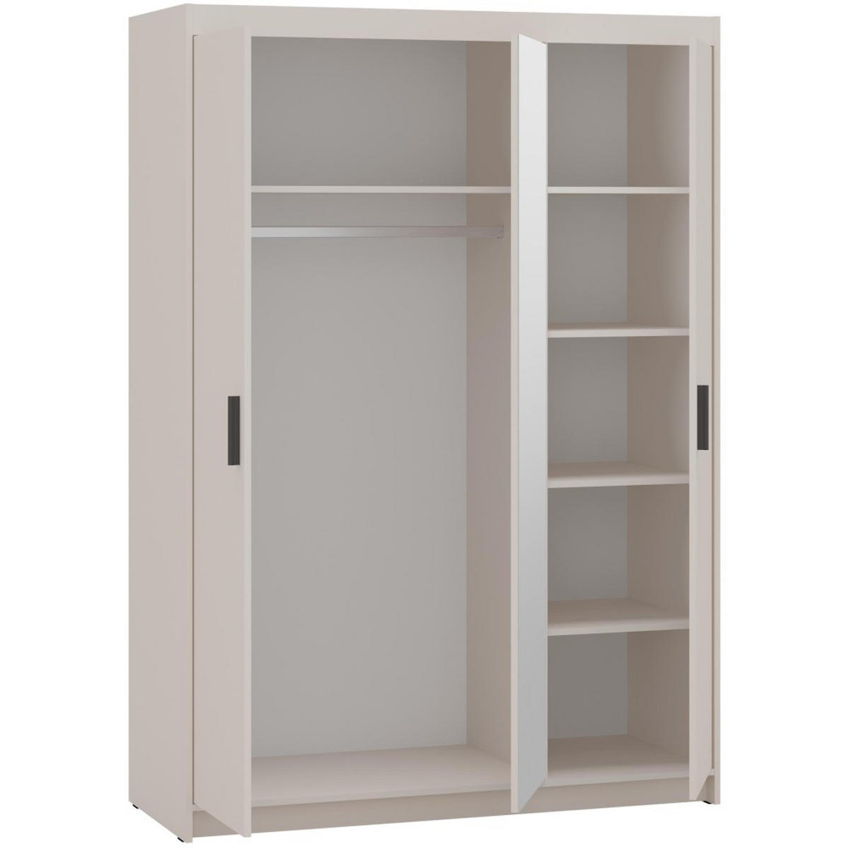 DREHTÜRENSCHRANK Elena mit 3 Türen, mit Spiegel, Sandbeige - Sandfarben, Holzwerkstoff (130/190/53cm) - Beautysofa