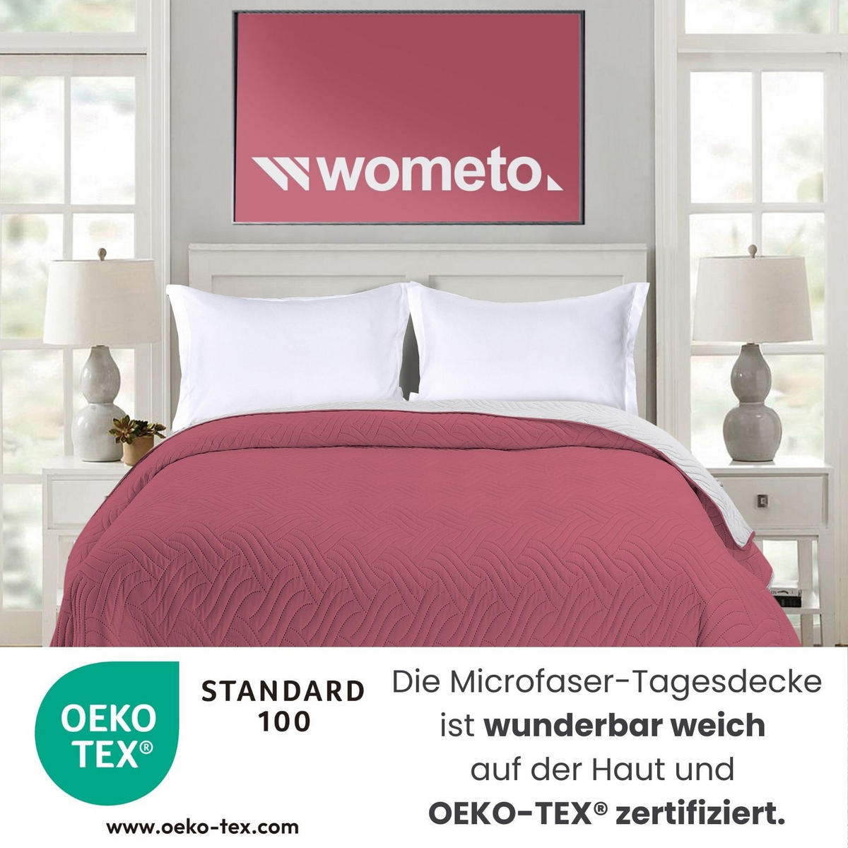 TAGESDECKE Wende-Design rosa 170/210 cm Duo-Color - Pink, Textil (170/210cm) - wometo