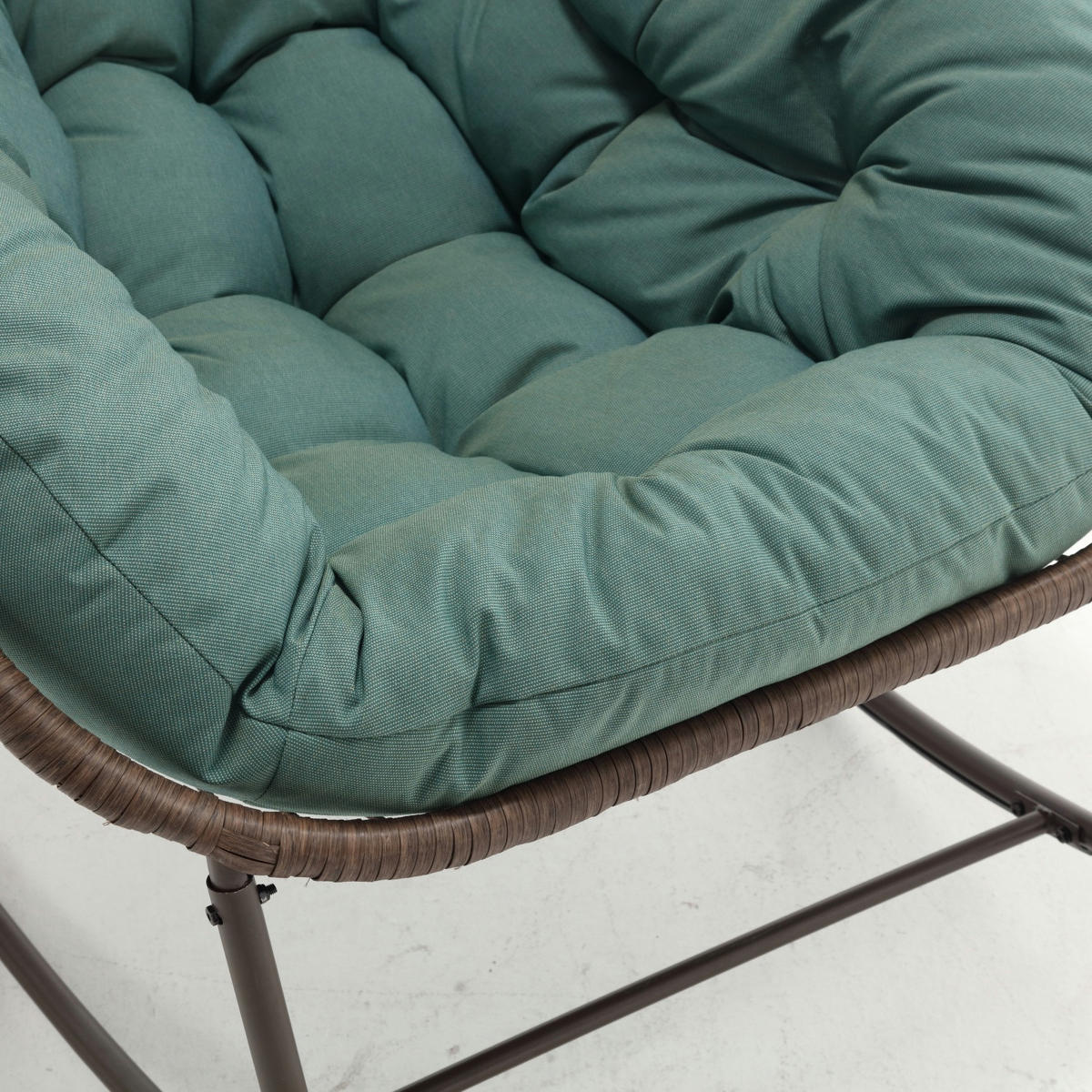 SCHAUKELSTUHL Schaukelsessel,Rattanstuhl mit Stahlrahmen,Grün-Polyester - Grün, Metall (94.5/80/111cm) - LVHOM