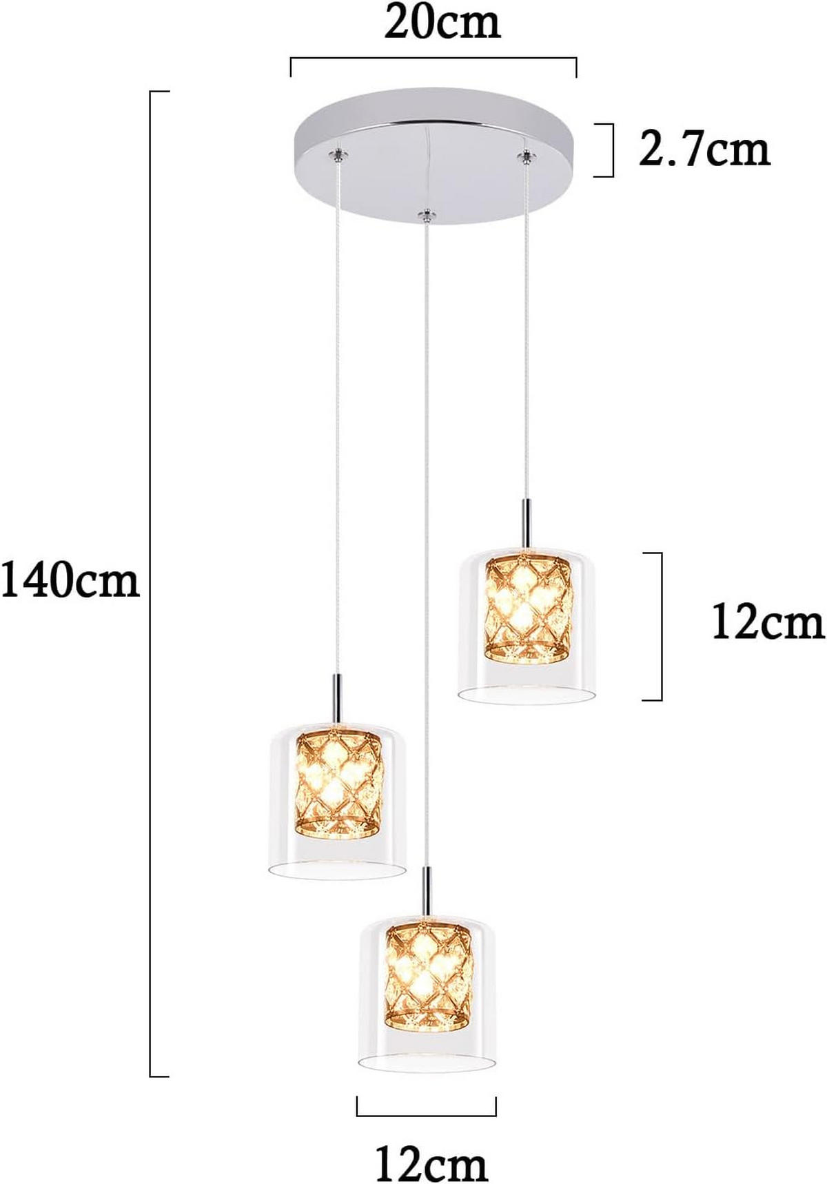 HÄNGELEUCHTE Luxfried 20.0/140.0/20.0 cm - Transparent, Glas (20/20/140cm) - ZMH