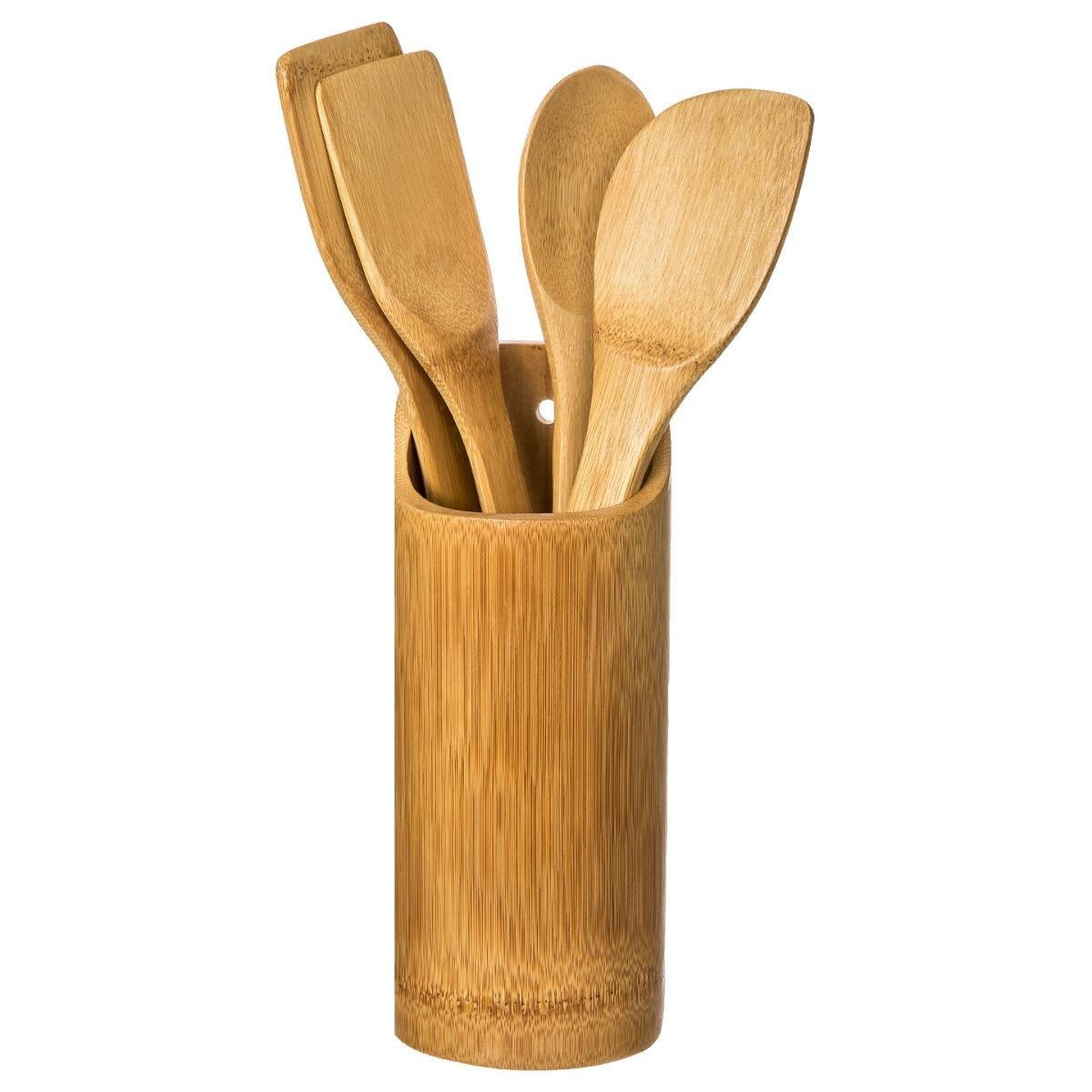 KÜCHENZUBEHÖR-SET Bambus 5-teilig 9/9/30 cm - Braun, Naturmaterialien (9/32/9cm) - 5five Simply Smart