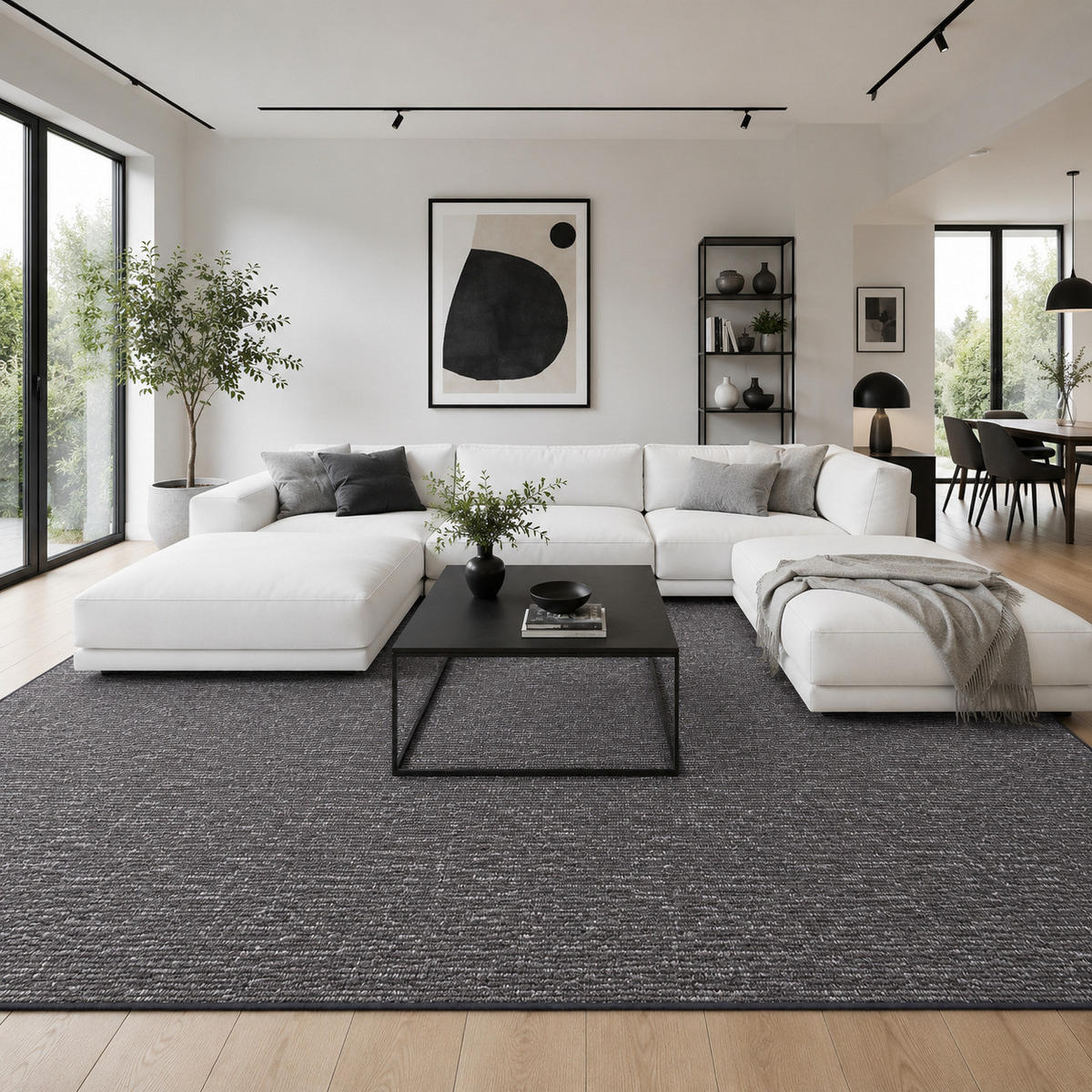 SCHLINGEN DESIGNER TEPPICH NIVA - Anthrazit, Textil (200/200cm) - Snapstyle