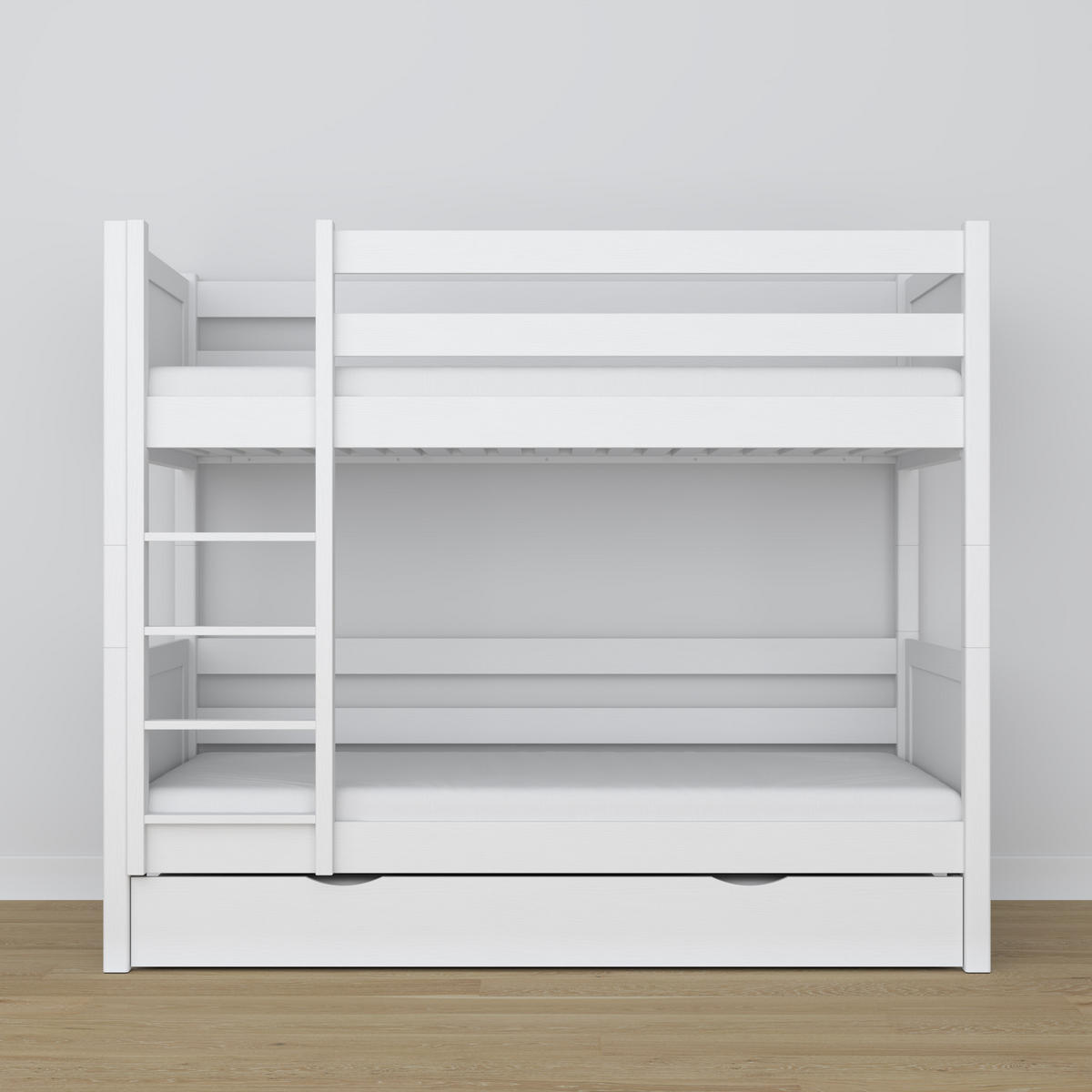 ETAGENBETT N02 mit Matratzenschublade Weiß 90/180 - Weiß, Naturmaterialien/Holz (90/180cm) - N-Wood