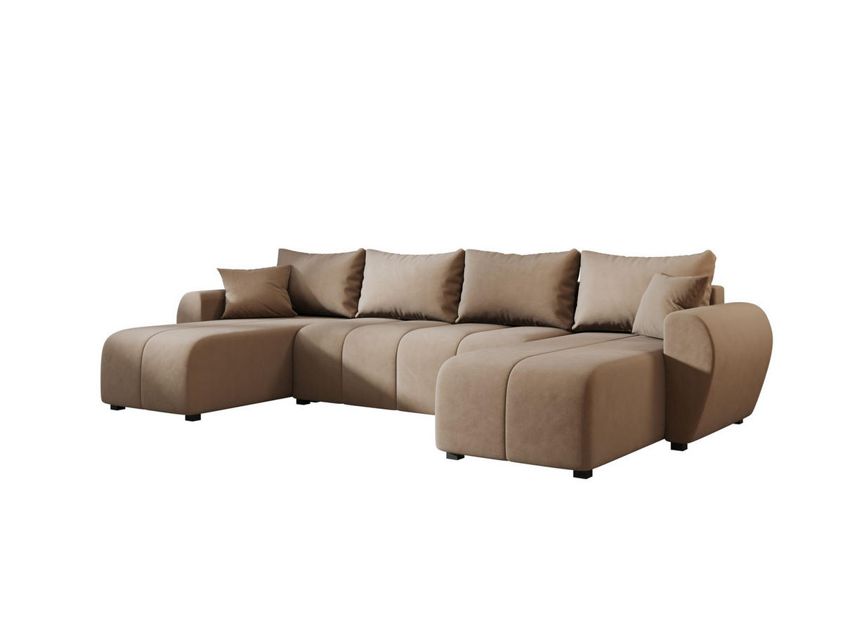 WOHNLANDSCHAFT MOLISA U Itaka 48 mit Schlaffunktion - Braun, Textil (303/82/208cm) - Bedante