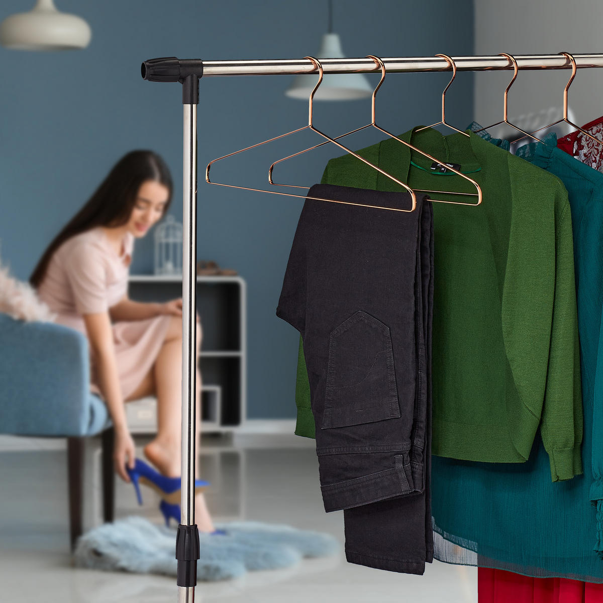 12XVEŠIAKY na šaty - medená, kov (42/21/0.8cm) - Relaxdays