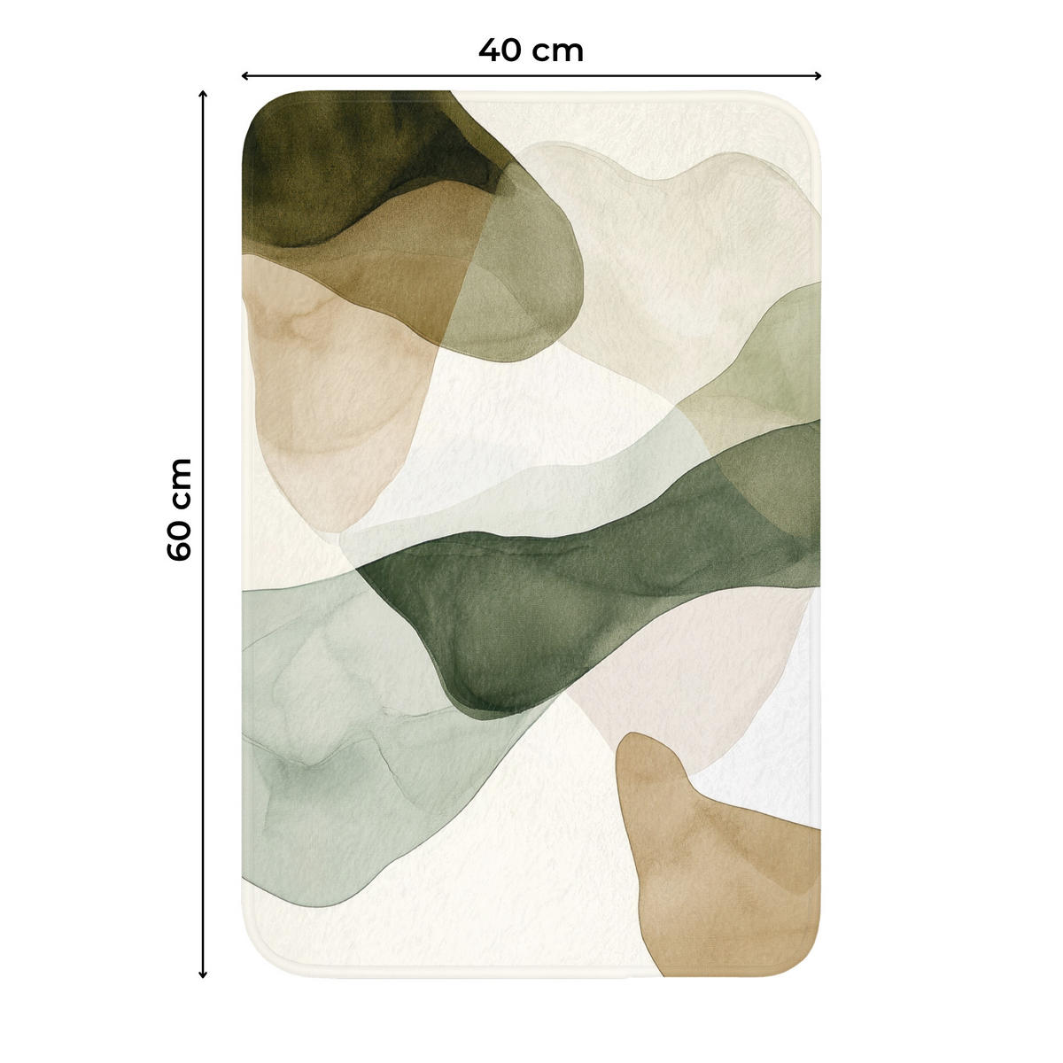WC-VORLEGER Japandi - Abstrakt - Grün WC Teppich 40x60 cm - Grün, Kunststoff/Textil (40/1cm) - OnlyWow
