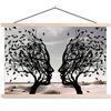 POSTER Strand - Meer - Menschen - Baum - Moderne Kunst 90x60 cm - Hellgrau, Textil (90/60/0.15cm) - MuchoWow