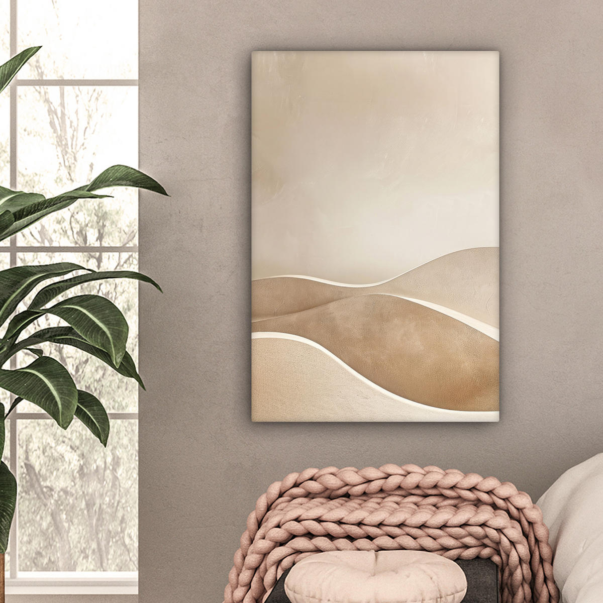 LEINWANDBILD Beige - Natur - Abstrakt - Modern 40x60 cm - Beige, Textil (40/60cm) - MuchoWow
