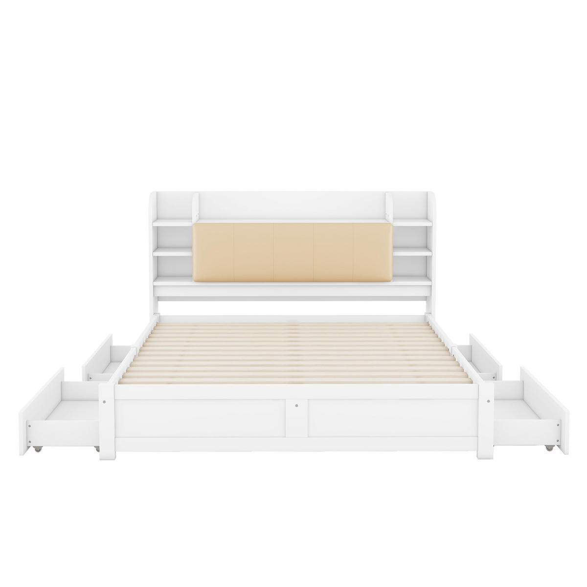 BETT 180x200 cm Schubladen weiß - Weiß, Holz (180/200cm) - LEBENLANG