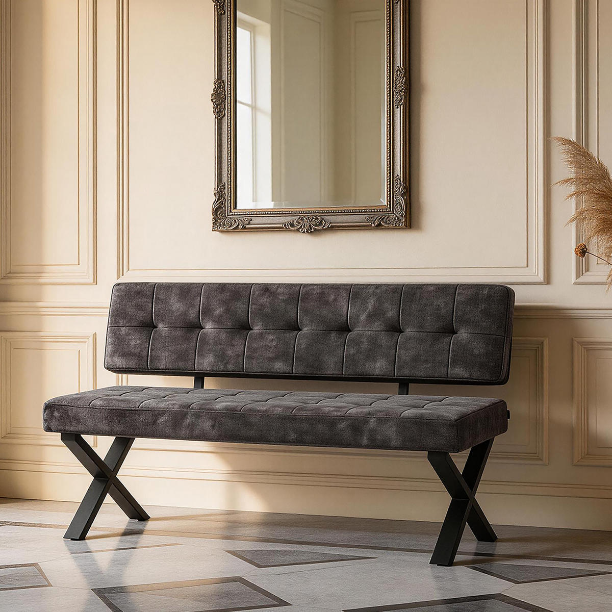 SITZBANK KAREN - Anthrazit, Metall (135/48/56cm) - B&D Home