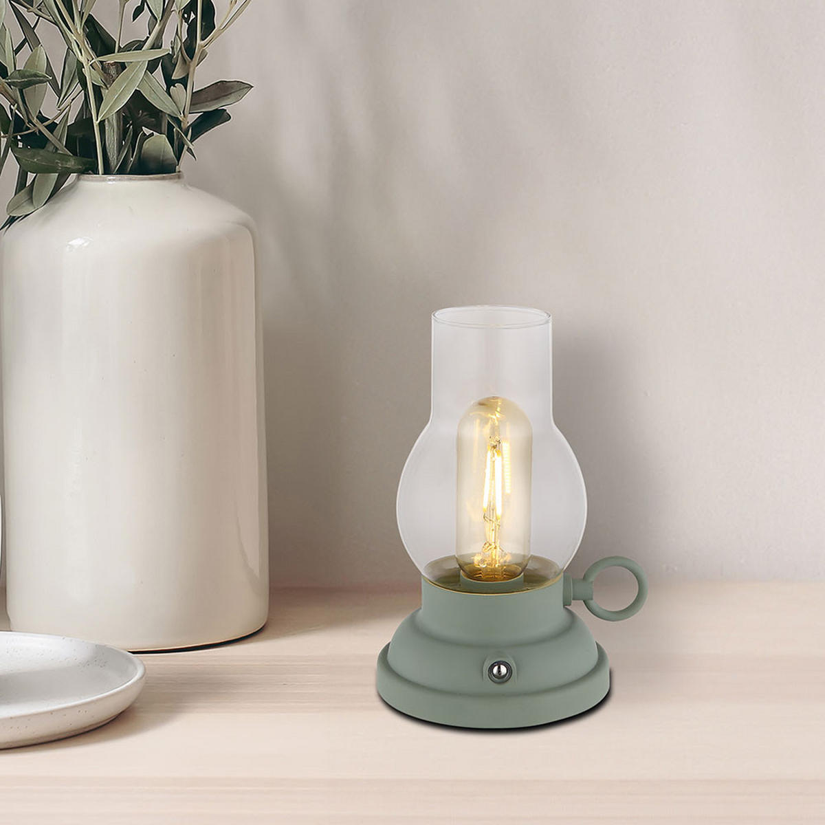 LED TISCHLEUCHTE PETRO Grün - Grün, Glas (12.5/10.7/17.5cm) - Globo Lighting