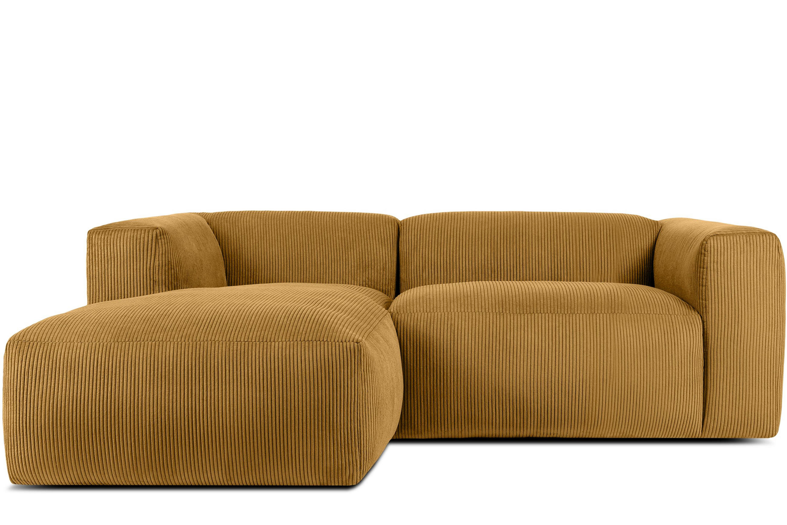 ECKMODULSOFA-LINKS BUFFO 3/4 Sitzer mit extrem weicher Sitzfläche, Kordstoff, gelb - Gelb, Textil (237/180cm) - KONSIMO®