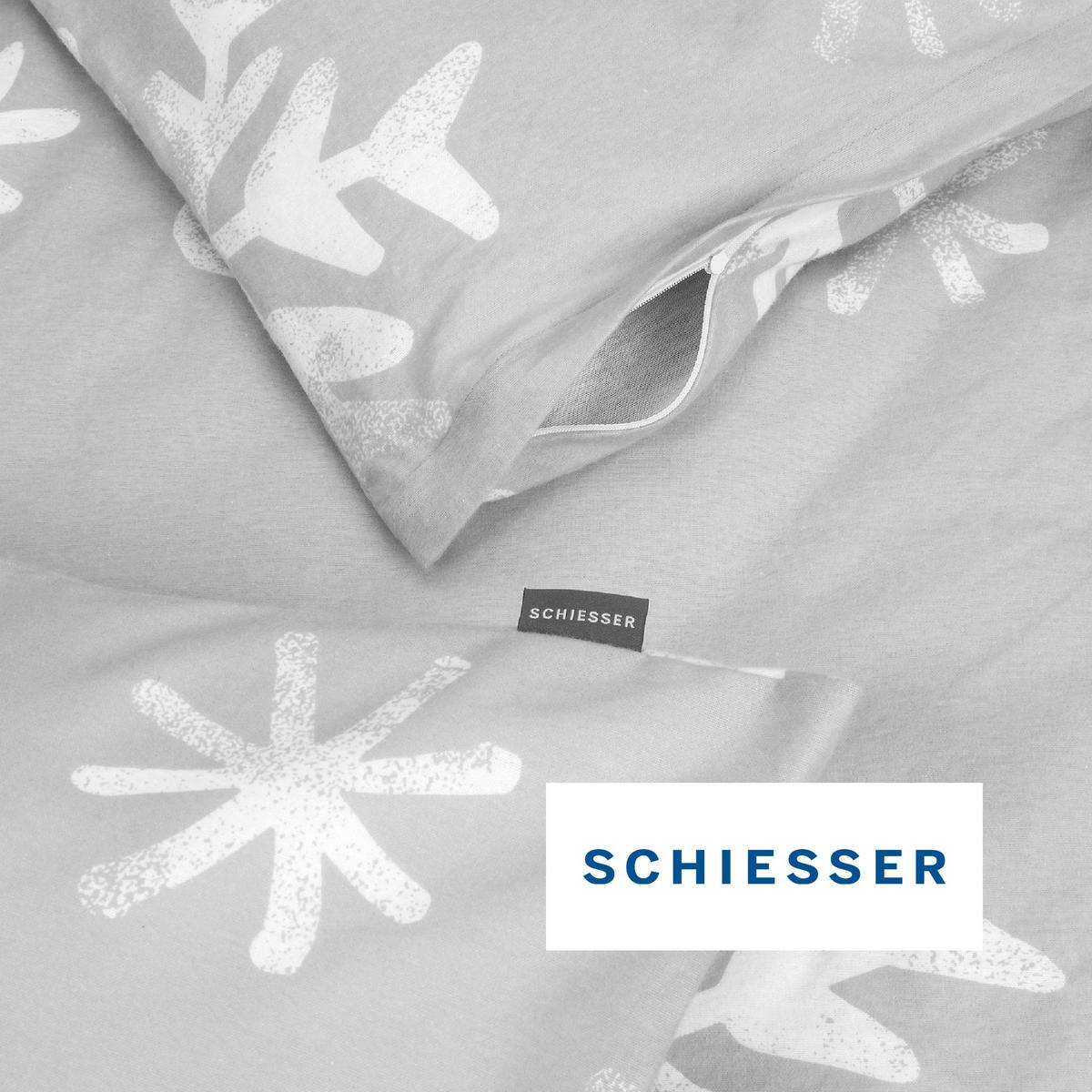 BETTWÄSCHESET Skadi - Feinbiber - 2-teilig - 135x200 cm - Grau - Grau, Textil (135/200cm) - SCHIESSER