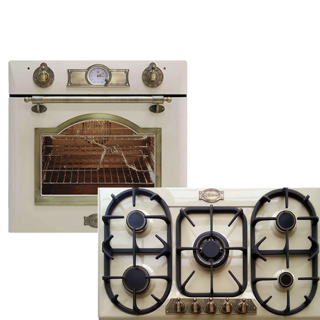 BACKOFEN-SET Einbau Backofen 60cm EH 6355 ElfEm+KG 9325 ElfEm Gaskochfeld 90 cm Creme - Creme, Metall (59.4/59.4/57.5cm) - Kaiser Küchengeräte