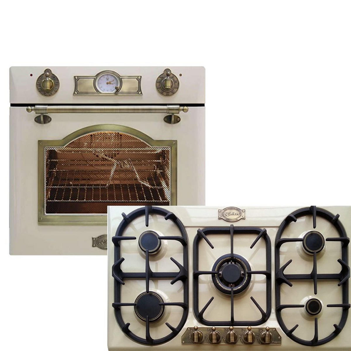 BACKOFEN-SET Einbau Backofen 60cm EH 6355 ElfEm+KG 9325 ElfEm Gaskochfeld 90 cm Creme - Creme, Metall (59.4/59.4/57.5cm) - Kaiser Küchengeräte