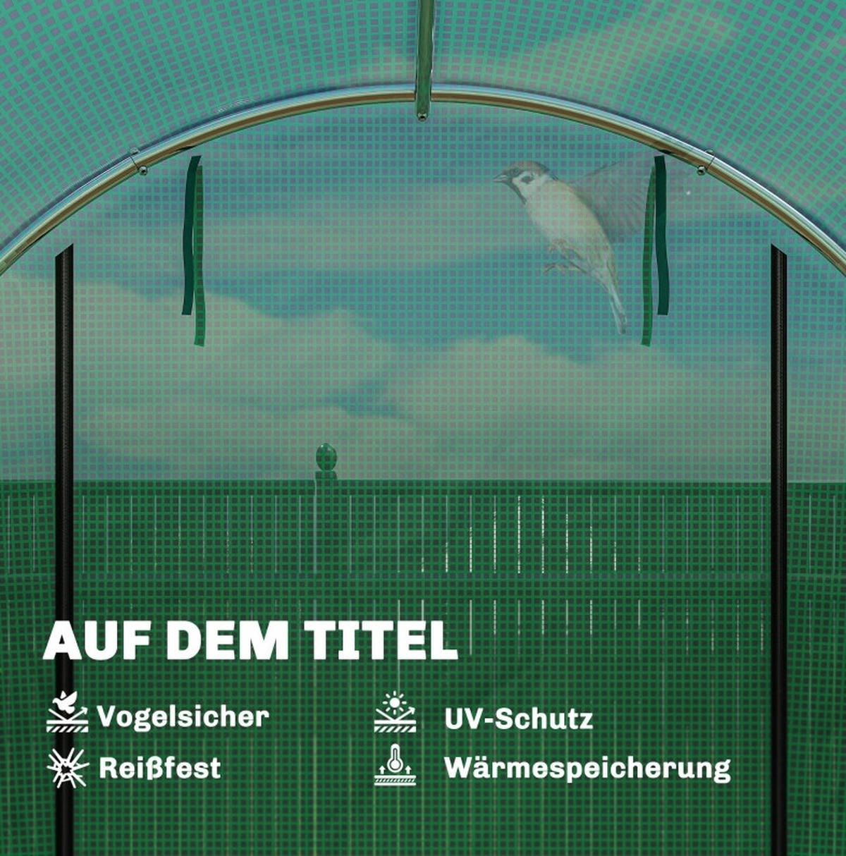 GEWÄCHSHAUS aus Polyethylen 200x300x200 cm in Grün mit 2 Türen & 6 Netzfenstern - Grün, Kunststoff (200/200/300cm) - Modfu