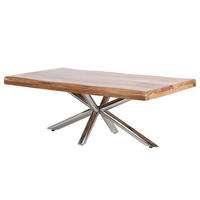HOME24 Couchtisch KHENO - Edelstahlfarben, Holz/Metall (70/120/45cm) - home24