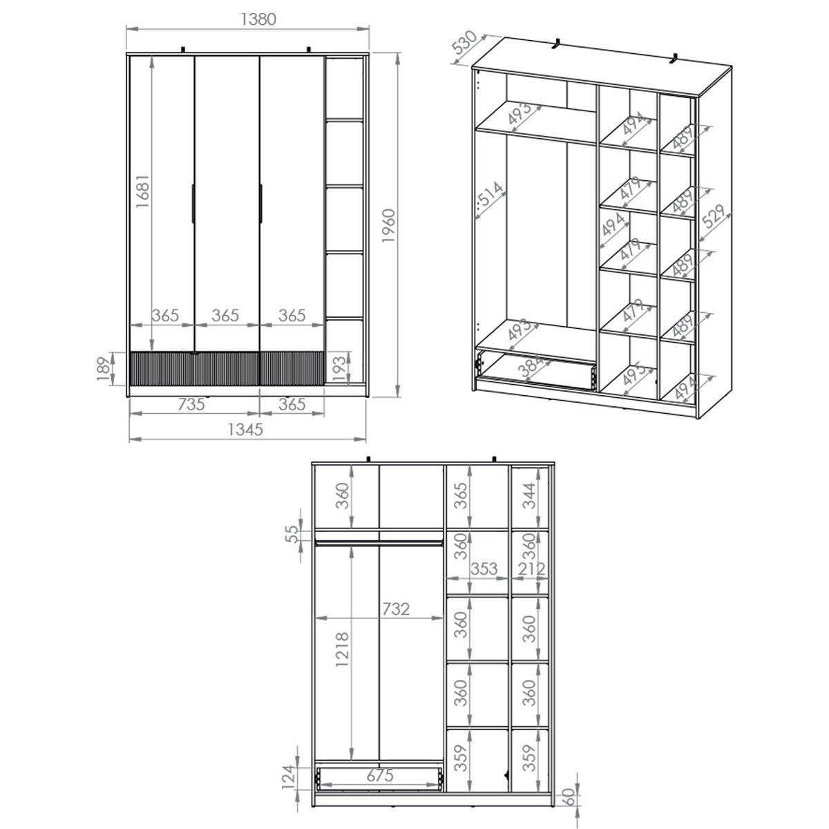 OMARA ZA OBLAČILA Ronan Bela - bela, leseni material (138/196/53cm) - Petits-meubles