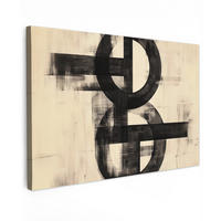 LEINWANDBILD Kreise - Balken - Schwarz - Abstrakt Groß 140x90 cm - Schwarz, Textil (140/90cm) - MuchoWow