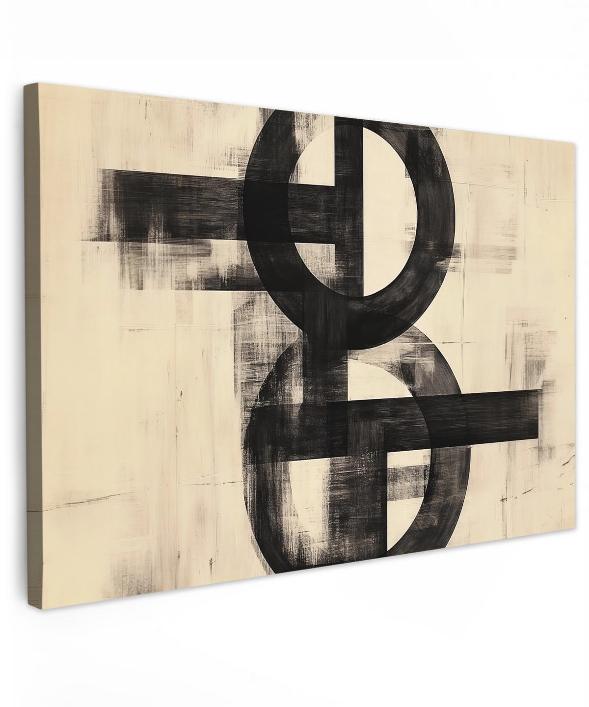 LEINWANDBILD Kreise - Balken - Schwarz - Abstrakt Groß 140x90 cm - Schwarz, Textil (140/90cm) - MuchoWow