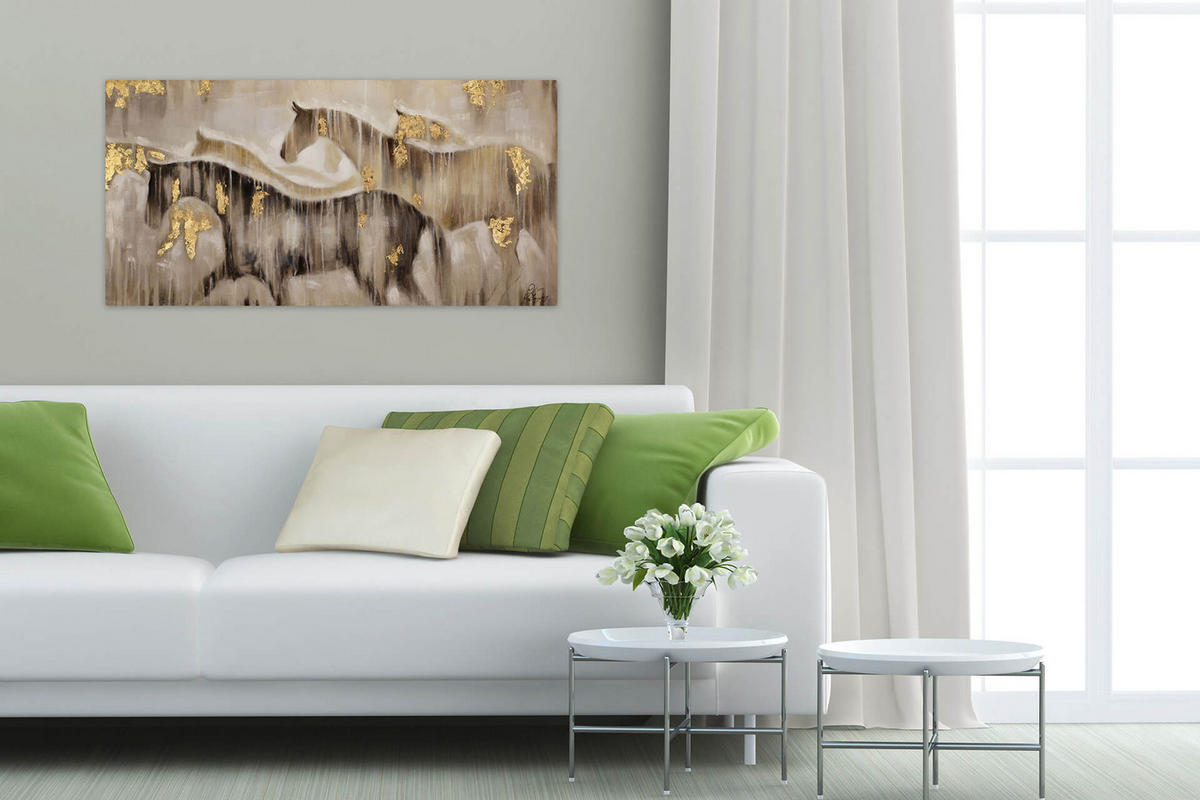 ACRYLBILD HANDGEMALT 120/60 cm - Beige/Braun, Holz/Textil (1.78/60cm) - KUNSTLOFT
