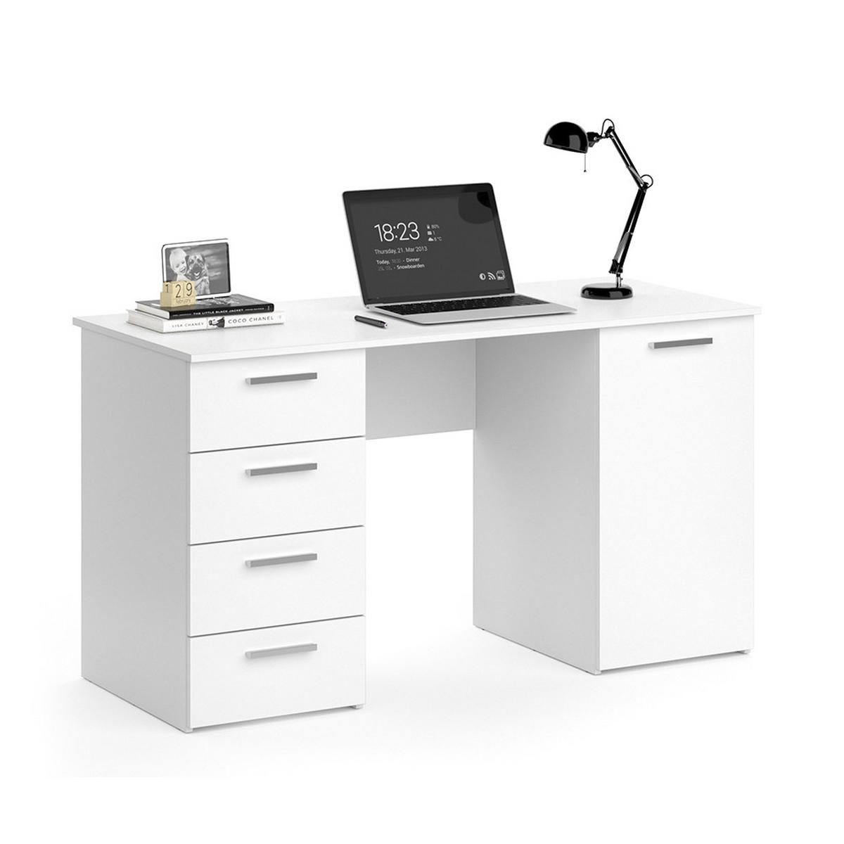 SCHREIBTISCH Nico Weiß 137 x 60 cm - Weiß, Holzwerkstoff (60/137/76.3cm) - Vicco