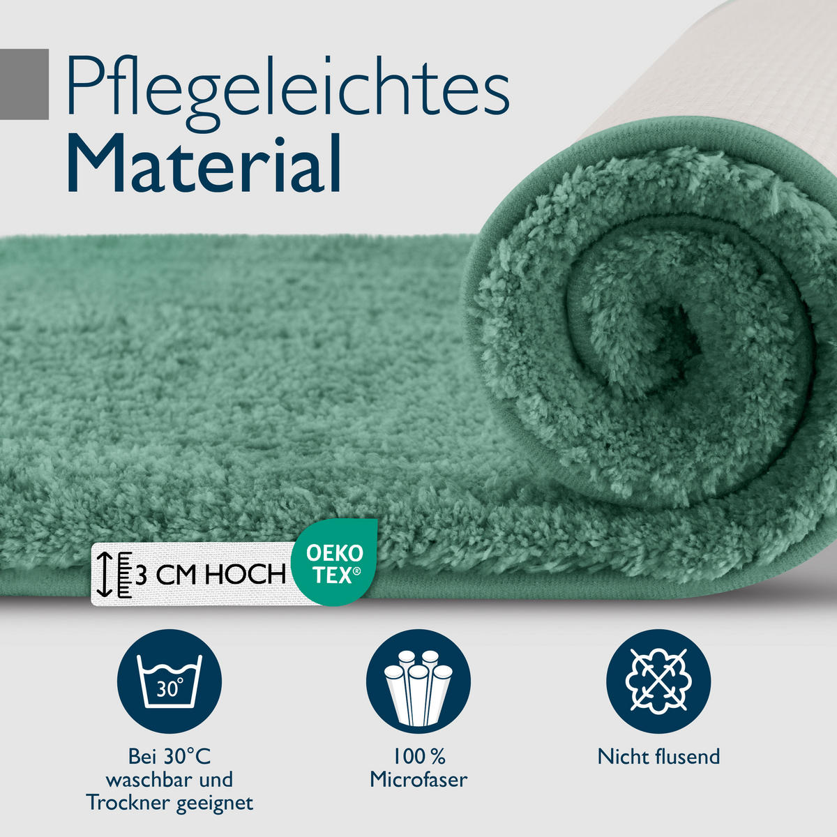 VORLEGER MATTE BeauMare FL 70/120cm Mintgrün - Mintgrün, Textil (70/120cm) - Beautissu 