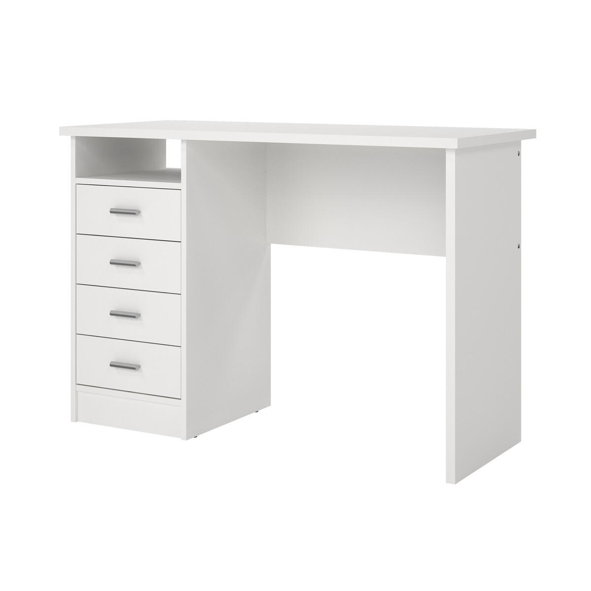 62. SCHREIBTISCH mit 4 Schubladen function 110/48,5/76 cm - Weiß, Holzwerkstoff (110/48.5/76cm) - Calicosy