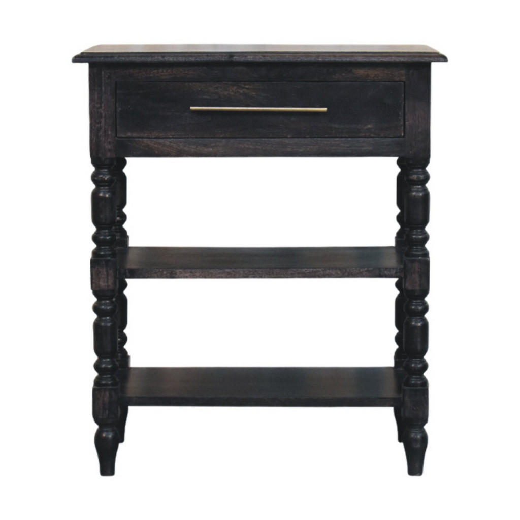 Artisan Furniture NOČNÍ STOLEK s povrchem v zlatém teakovém provedení, mramorová deska nahoře, 1 zásuvka, hnědý