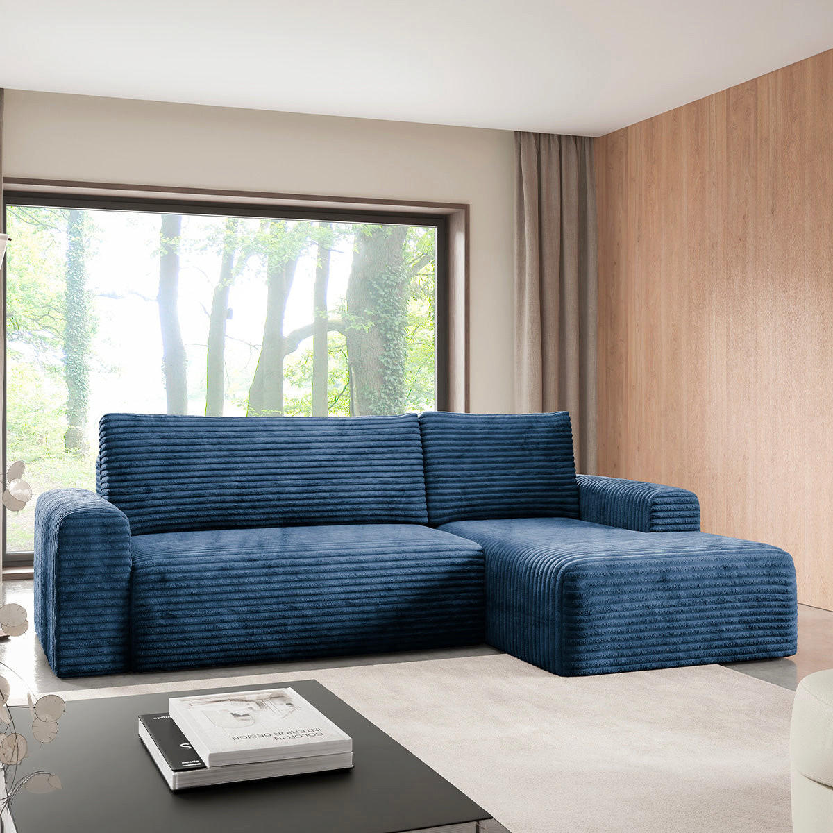 ECKSOFA Romeo 3 Sitzplätze Dunkelblau - Blau, Holz (268/163cm) - Petits-meubles