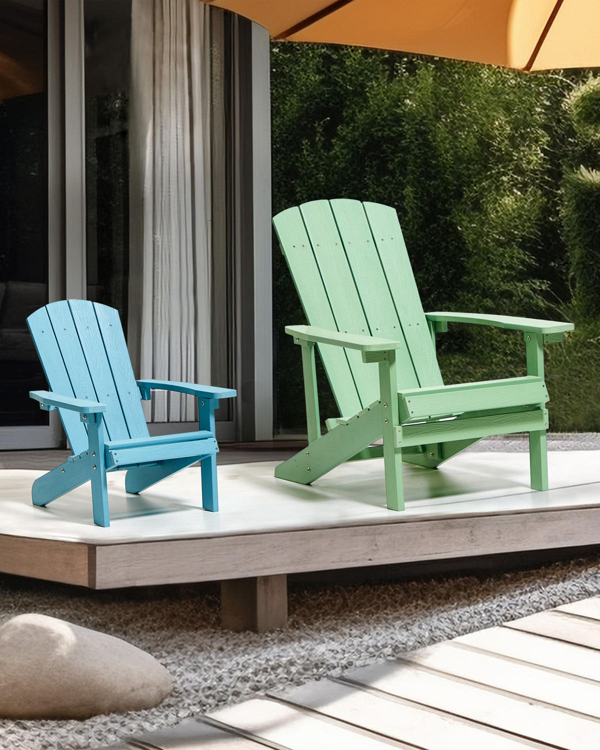 KINDERSESSEL Blau Adirondack - Blau, Kunststoff (40/64/50cm) - Beliani
