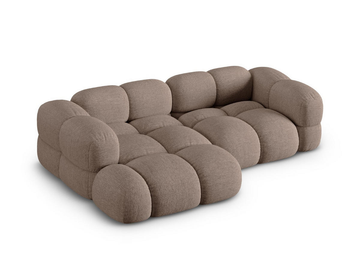 ECKSOFA links Loretto aus strukturiertem Stoff cappuccino 3 Sitzplätze - Cappuccino, Textil (147/250cm) - Cosmopolitan Design