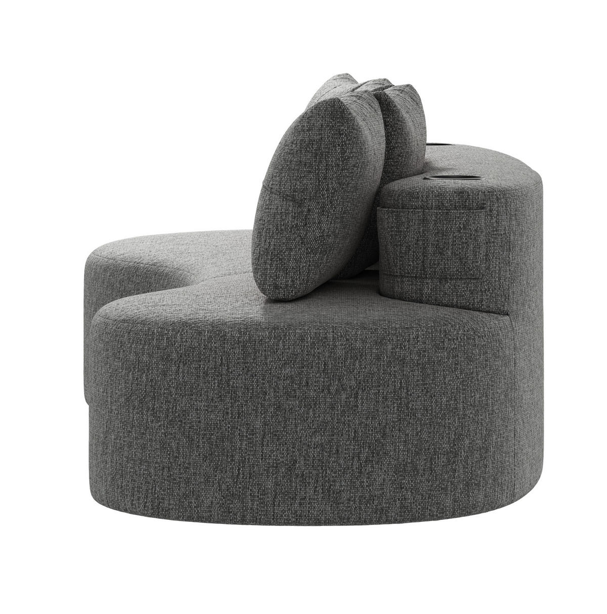 SOFA 240/109/60 cm in Dunkelgrau mit Becherhaltern und Seitentaschen - Dunkelgrau, Textil (109/63/240cm) - Flora Grace