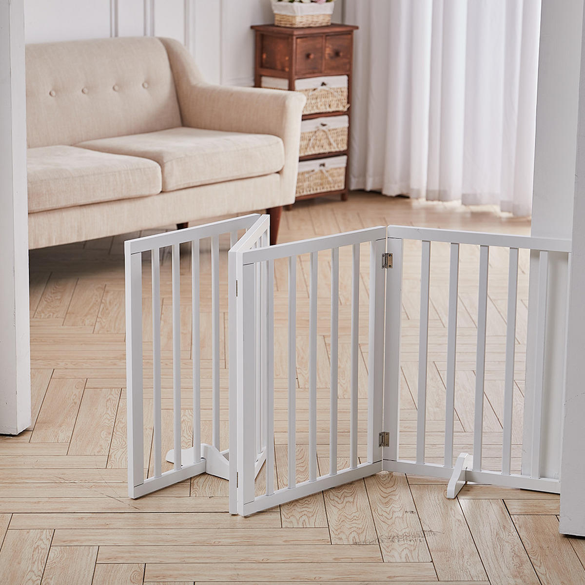 SCHUTZGITTER 4-Paneele Faltbar Freistehend MDF Weiß - Weiß, Holzwerkstoff (183.5/1.8cm) - Livingandhome