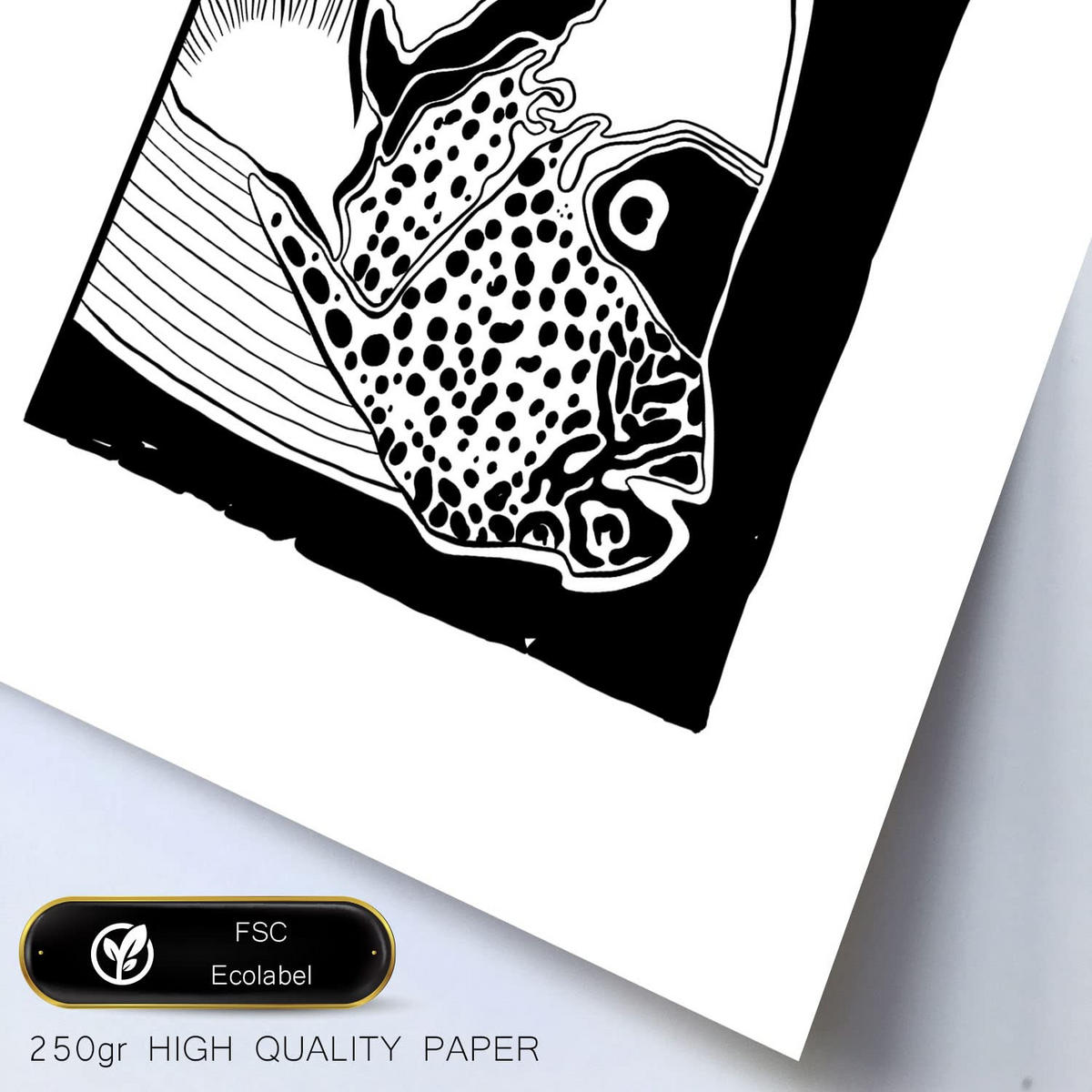 POSTER Set Mit 6 Schwarze Tintenschalen Größe A3 & A4 Schwarzer Rahmen - Schwarz, Papier (29.7/1cm) - Nacnic